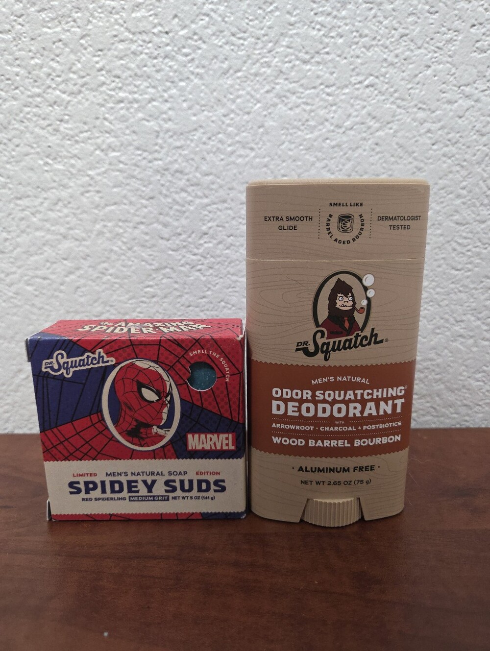 Dr. Squatch Wood Barrel Bourbon Deodorant & Spider-Man Spidey Suds Soap Set Nwt